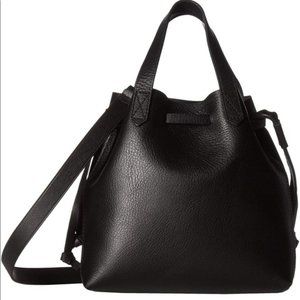 Madewell Mini Drawstring Transport Tote Black Leather